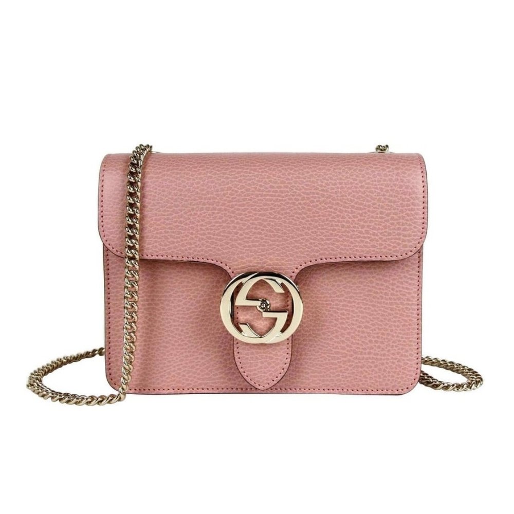 Gucci Soft Pink Leather Interlocking G Crossbody